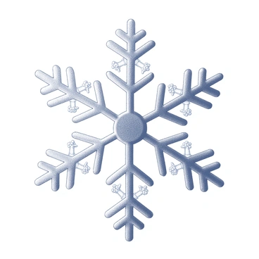 A close-up view of a snowflake depicting its intricate structure. The snowflake is made up of numerous delicate branches, showcasing a unique hexagonal symmetry. Each branch is adorned with tiny, detailed patterns that highlight the complexity of the natural design. The water molecules are visually represented as interconnected points, emphasizing the hydrogen bonds that hold the structure together. The overall image captures the exquisite beauty and fragility of the snowflake.
