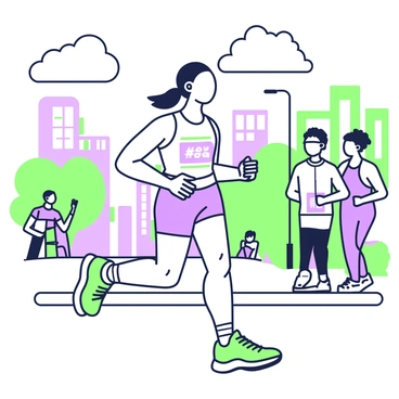 A marathon runner racing beneath a sky filled with fluffy clouds and wearing new balance