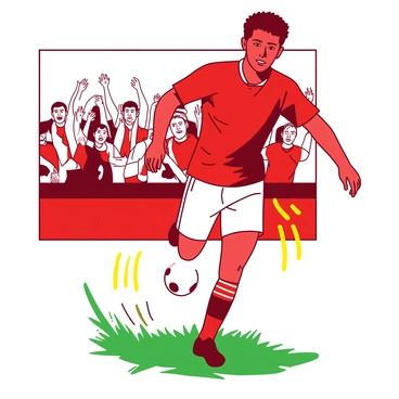 A dynamic scene of a soccer player in action, illustrated using Ibis Paint, with motion lines.