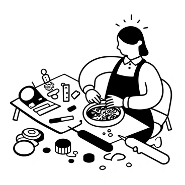 A jeweler wearing an apron is focused on assembling a luxury watch. The watch face is partially open, revealing intricate tiny gears and mechanisms inside. A variety of precision tools are arranged neatly on the table, including tweezers, screwdrivers, and a magnifying glass. The surrounding area is filled with organized components of the watch, showcasing the complexity of the craftsmanship. The jeweler's hands are steady as they work meticulously on the delicate piece.