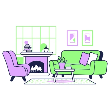 A cozy living room with a warm fireplace and no disturbances
