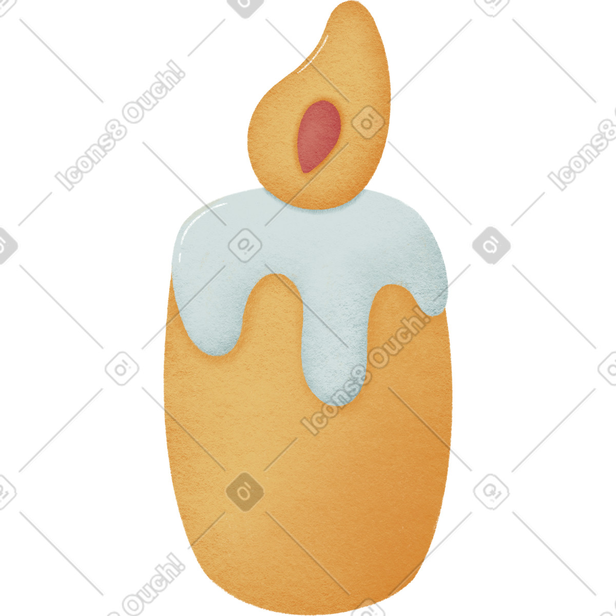 Yellow burning candle illustration in Woolly style download in PNG, SVG