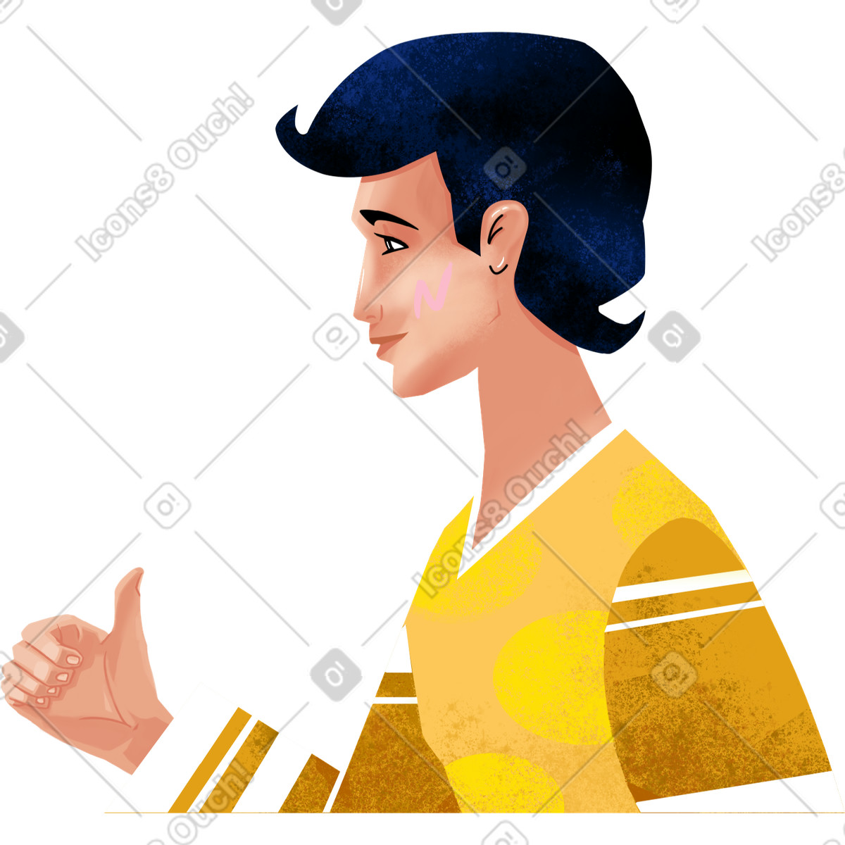 Ilustración Man shows that everything is fine en estilo Flare a descargar en PNG y SVG