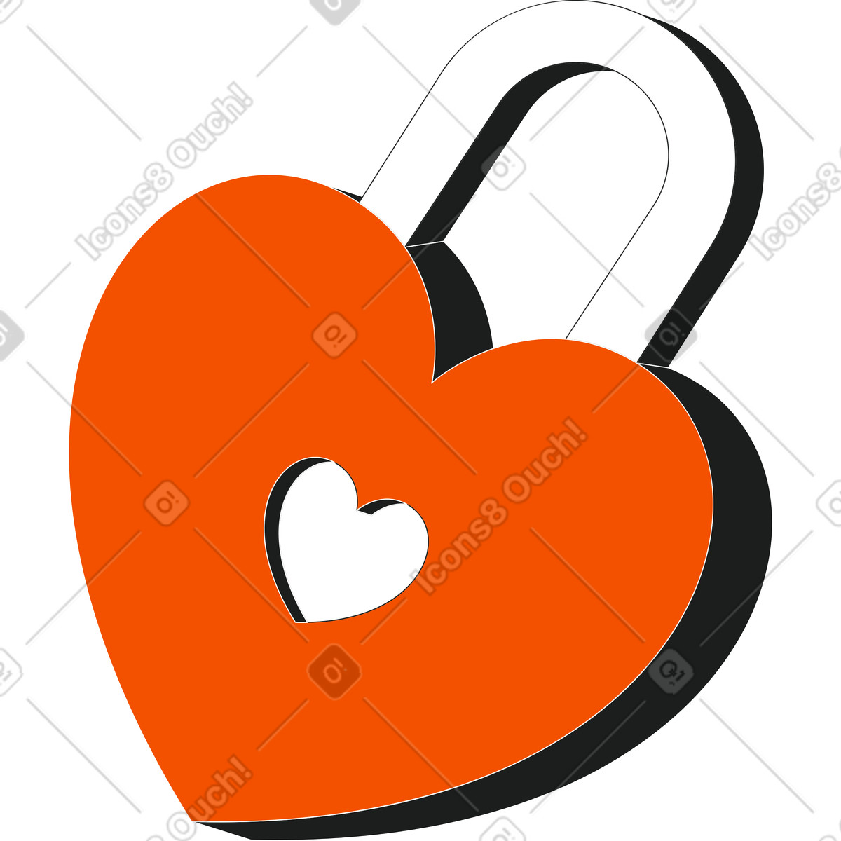 Heart lock illustration in Strict style download in PNG, SVG