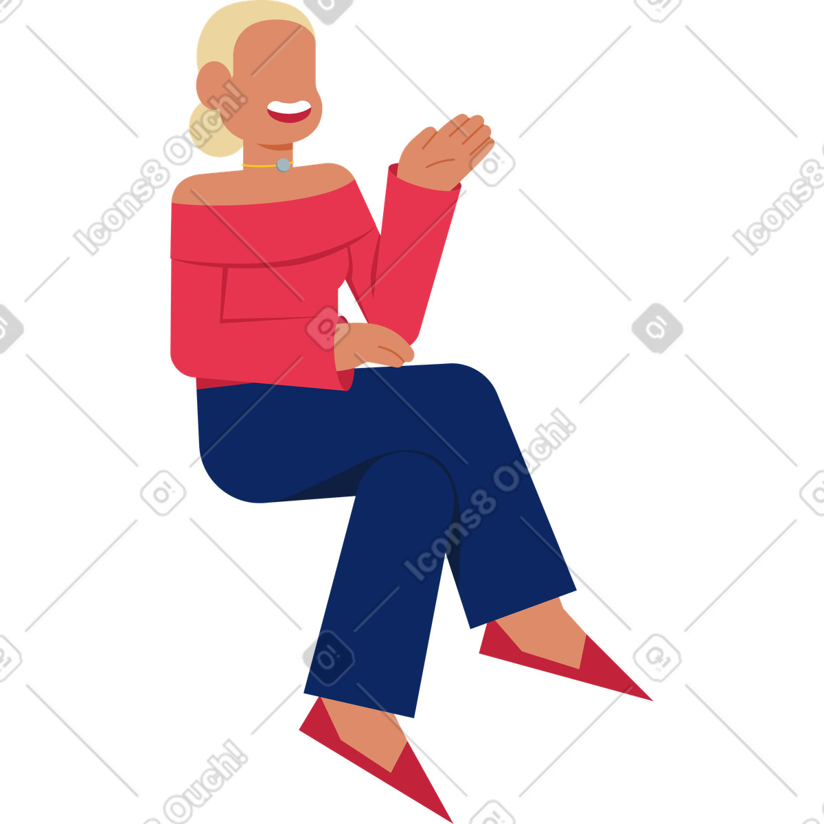 Catchy スタイルの 女性が何かを言っている のイラストをPNG、SVG形式でダウンロード