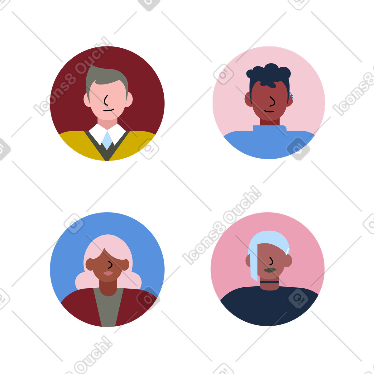 Employee avatars at an online meeting, identity or business networking graphics-Illustration im Vector-Stil als Download in PNG, SVG