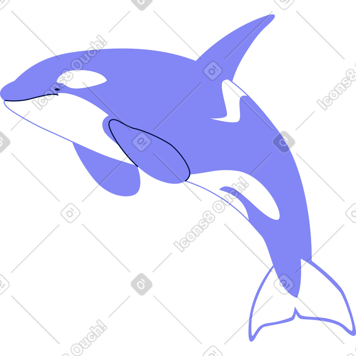 Springender orca-Illustration im Glow-Stil als Download in PNG, SVG