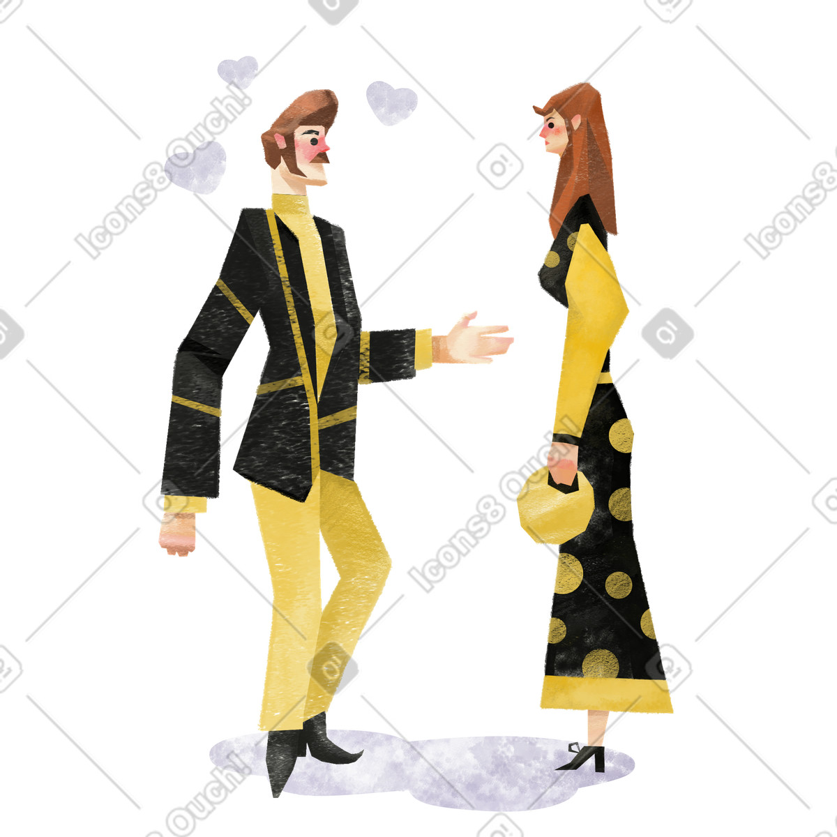 Couple meeting and communicating, Dating or relationship-Illustration im Family-Stil als Download in PNG, SVG