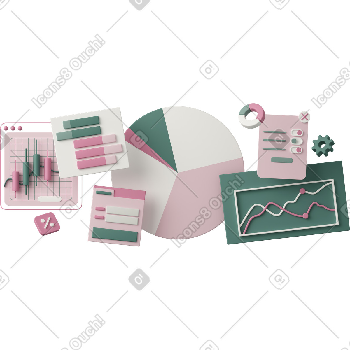 Charts and graphs animated illustration in GIF, Lottie (JSON), AE