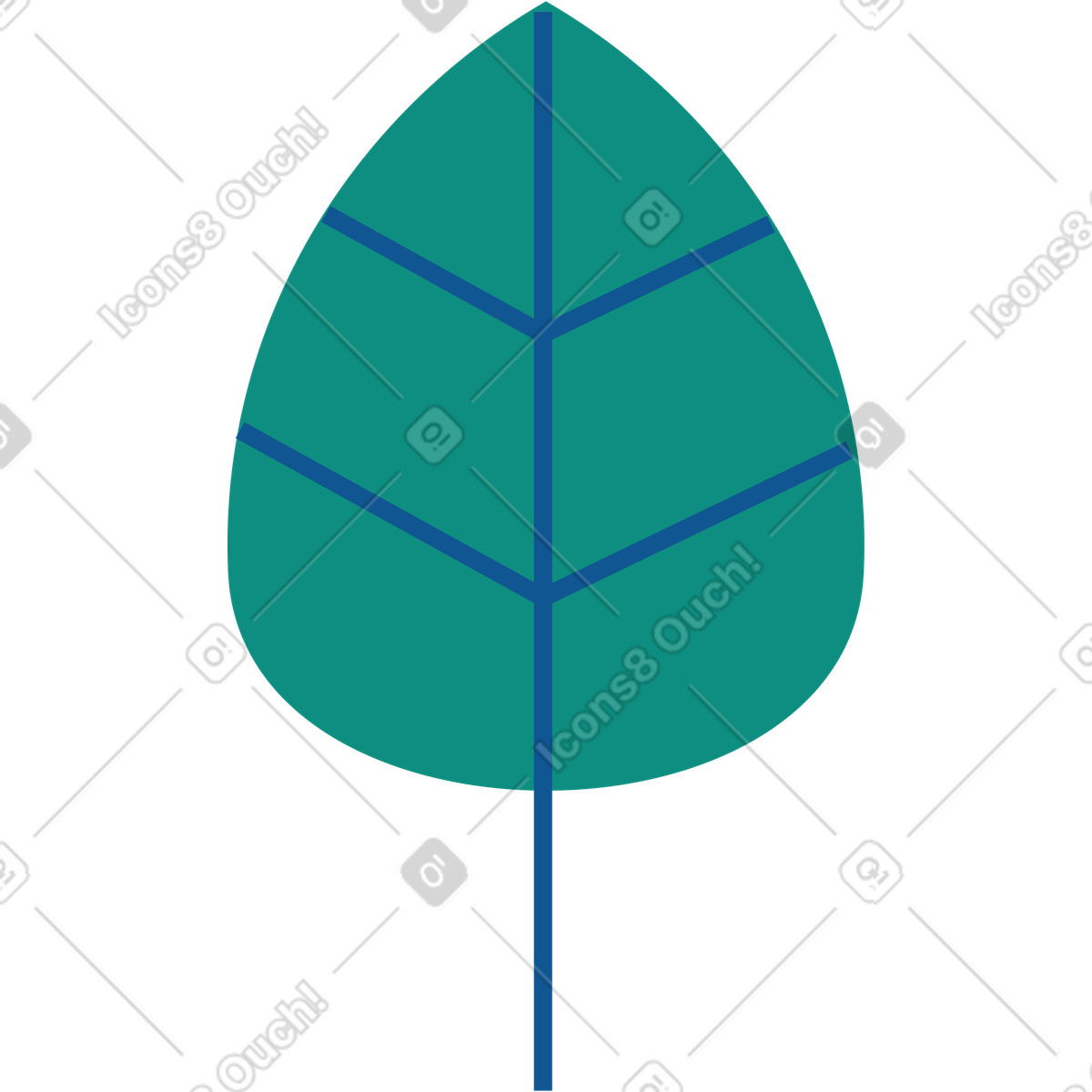 Vein green leaf with blue stem-Illustration im Polar-Stil als Download in PNG, SVG
