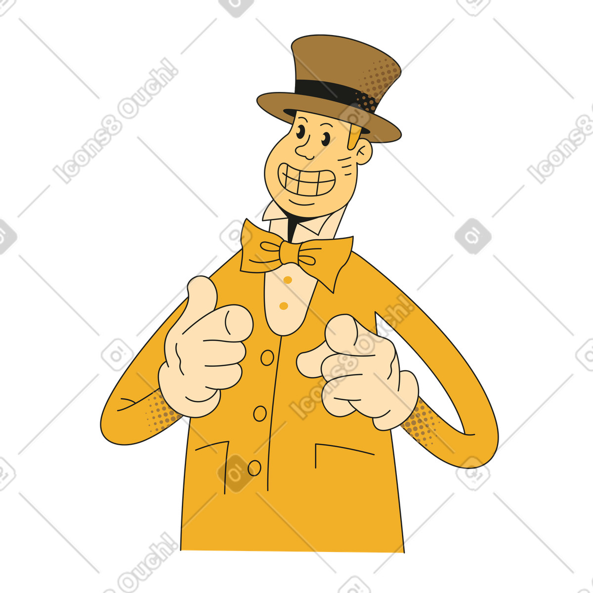Ilustração de Homem com armas dedo em no estilo Rubber para baixar em PNG, SVG