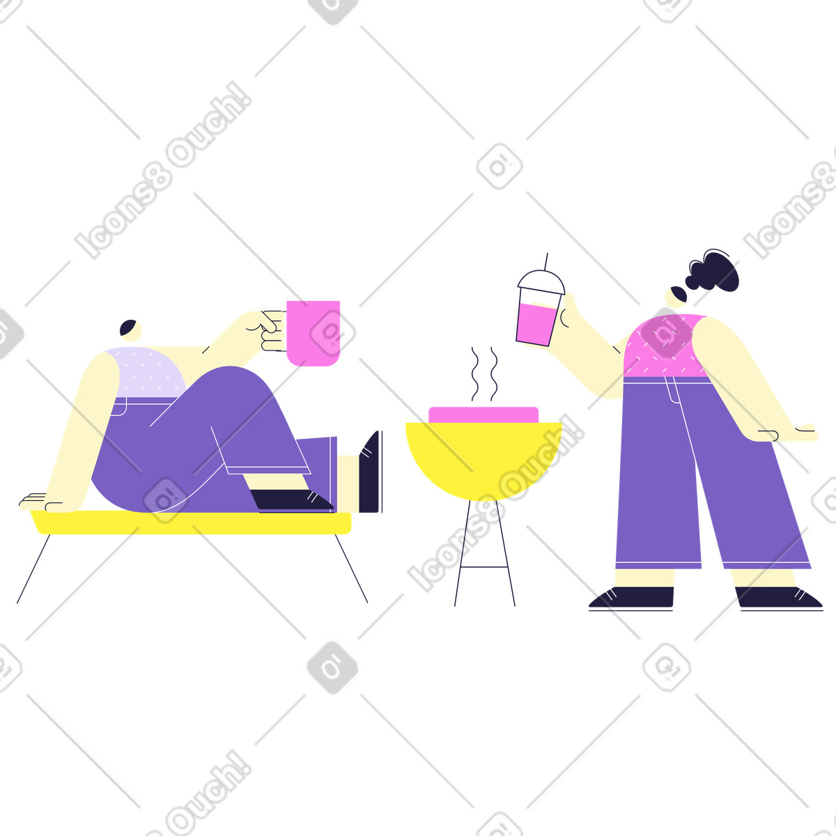 Иллюстрация Люди отдыхают на вечеринке с барбекю в PNG и SVG