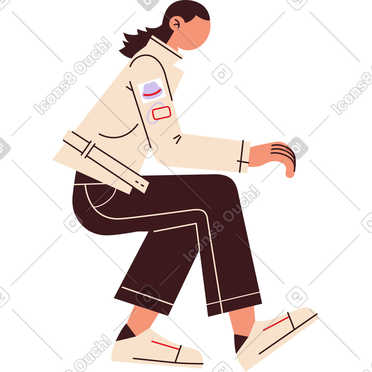 下载 Folks 风格的 女人坐着做手势 插画，支持 PNG、SVG 格式