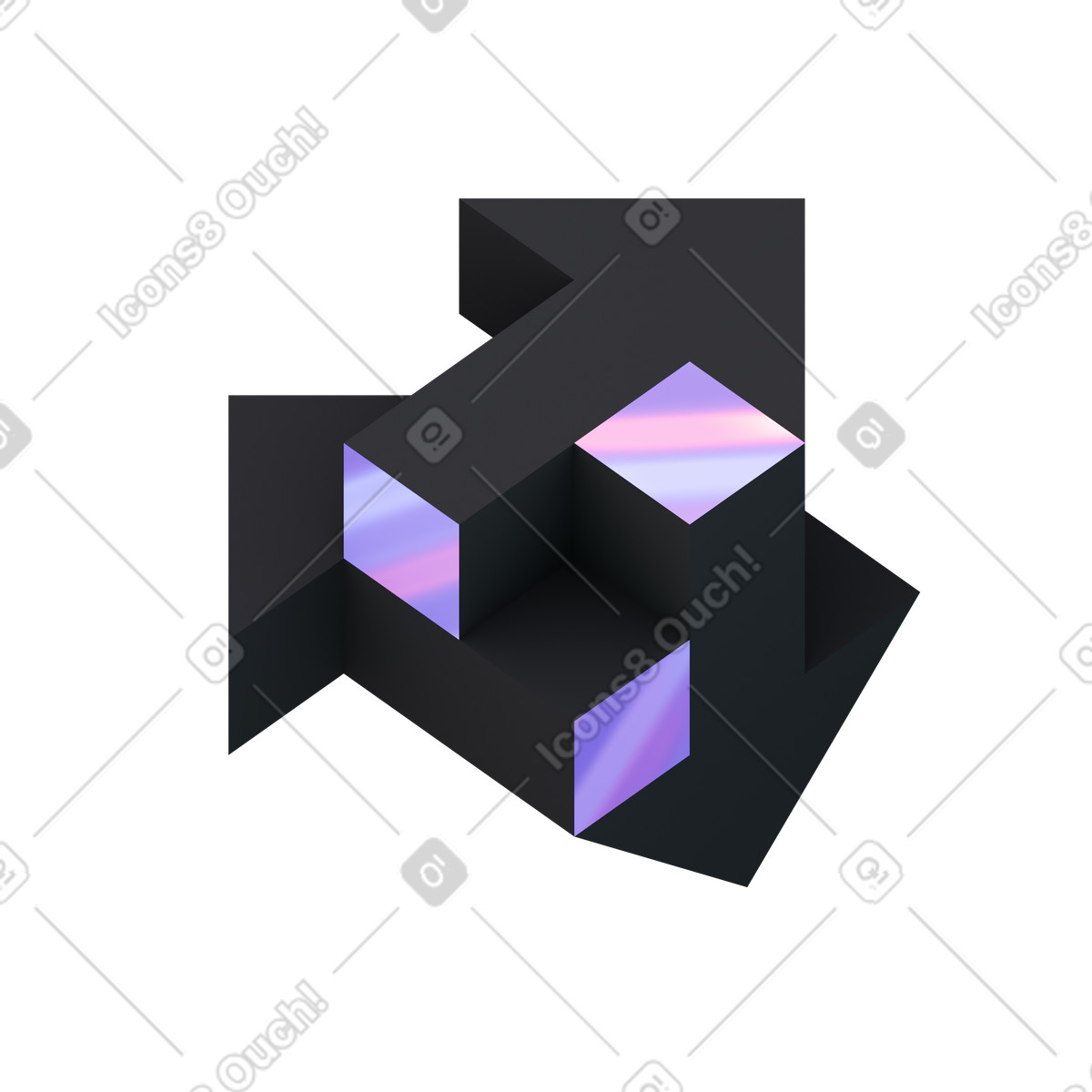 Impossible arrow shape, Optical illusion concept art animierte Illustration im 3D-Stil als Download in GIF, Lottie (JSON), AE