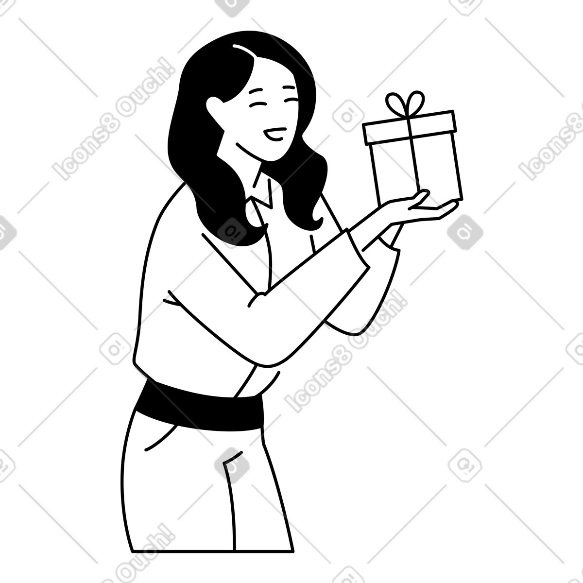 Weekday 스타일의 Presenting wrapped present, Holiday gift-giving moment 일러스트레이션 PNG, SVG 다운로드