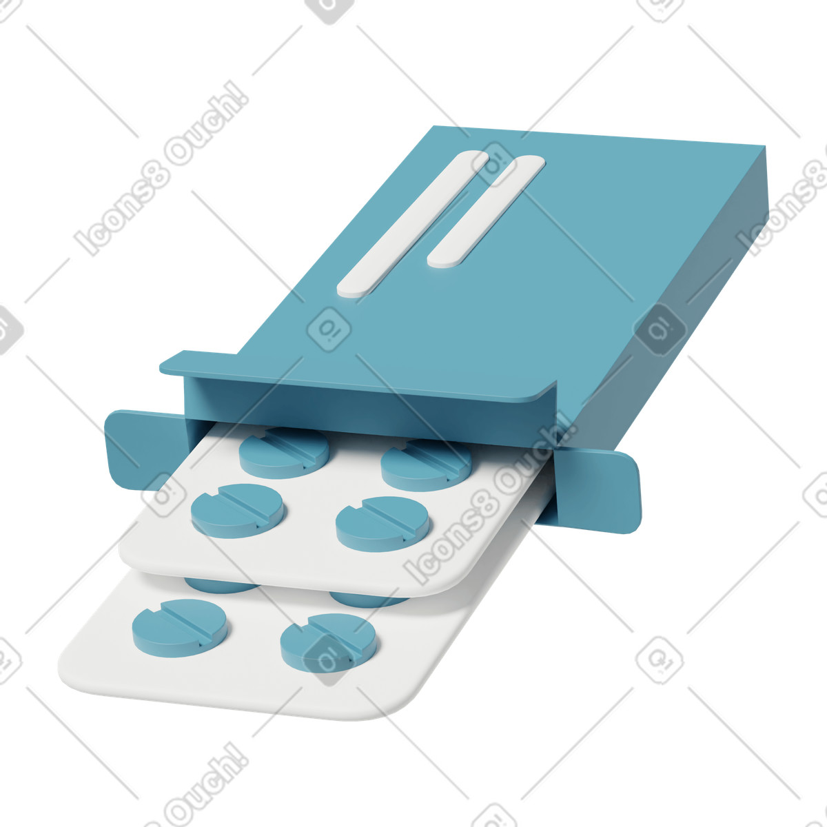 Blue pill package illustrazione in stile 3D Casual life scarica in PNG, SVG