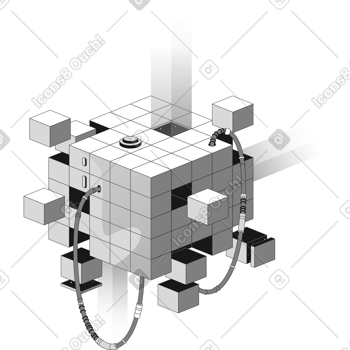 Cube illustration in Futuristic style download in PNG, SVG