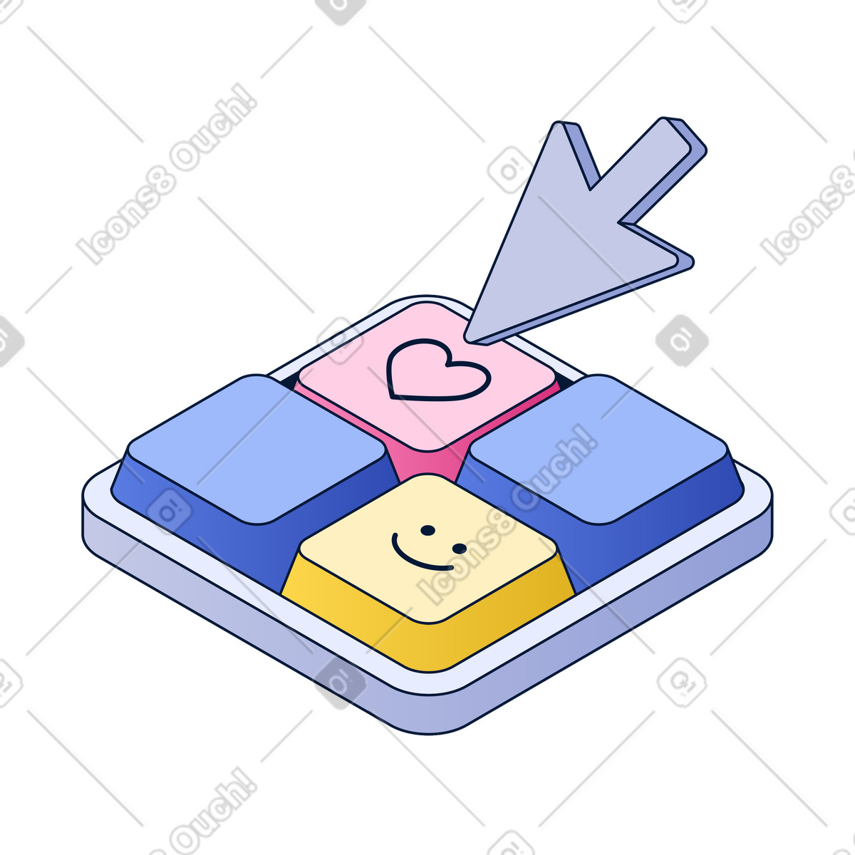Cursor pressing on the like button mini keyboard illustration in Neat style download in PNG, SVG