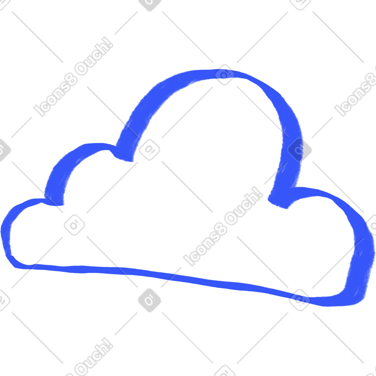 Small blue lined cloud illustration in Quirky style download in PNG, SVG