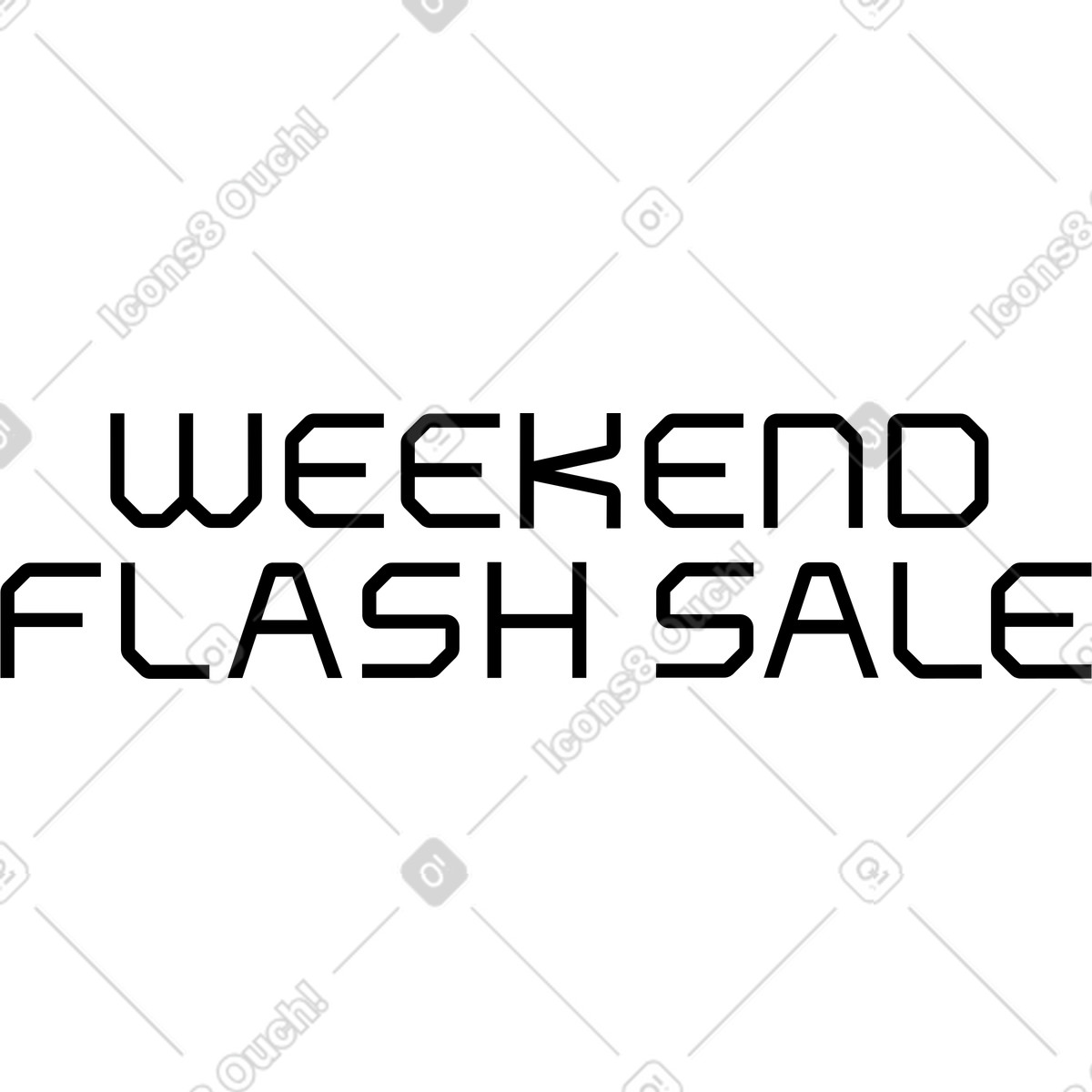 Ilustración Venta flash de fin semana letras en estilo Space a descargar en PNG y SVG