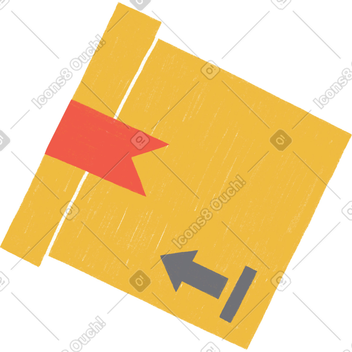 Tutti 스타일의 Yellow box with red ribbon and arrow icon 일러스트레이션 PNG, SVG 다운로드