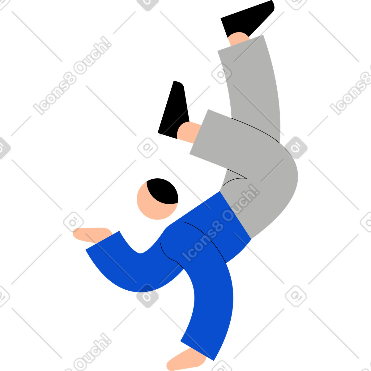 下载 Tiny 风格的 年轻人单手站立 插画，支持 PNG、SVG 格式