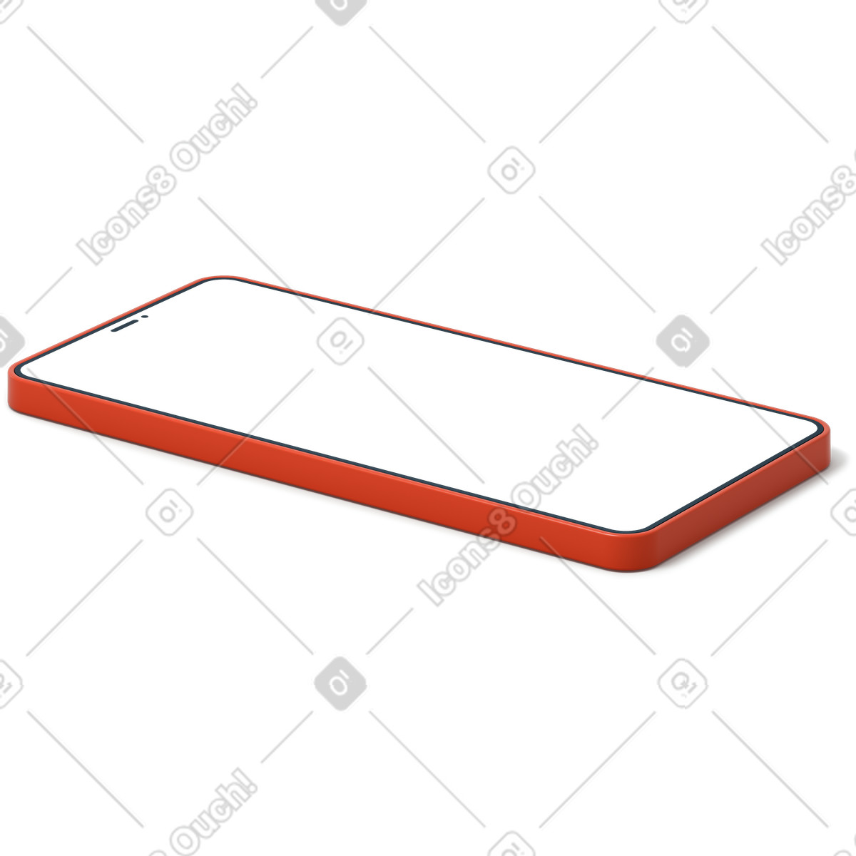 Smartphone rosso con schermo bianco vuoto illustrazione in stile 3D Flame scarica in PNG, SVG