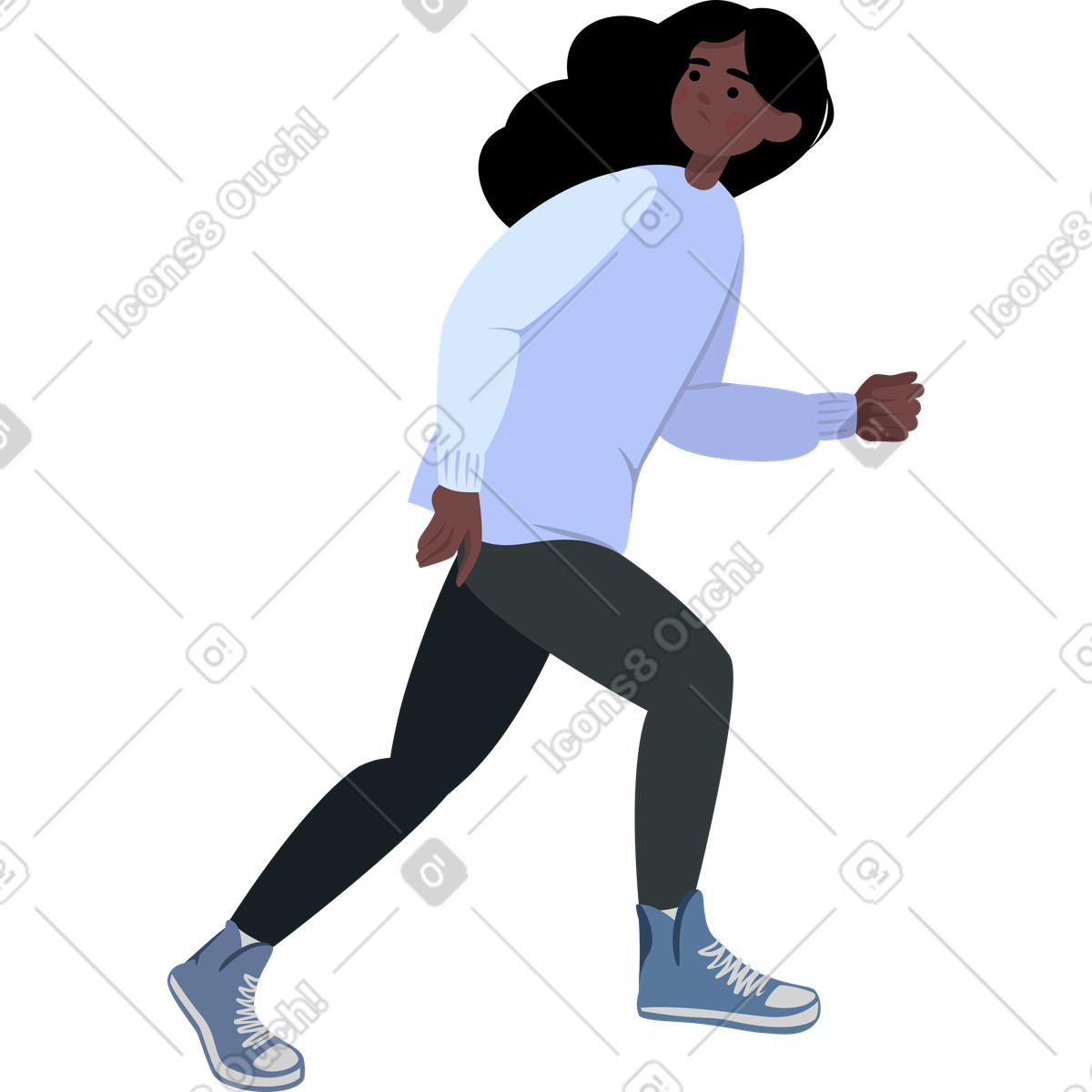 Illustration Fille en fuite dans le style Lagom à télécharger aux formats PNG, SVG