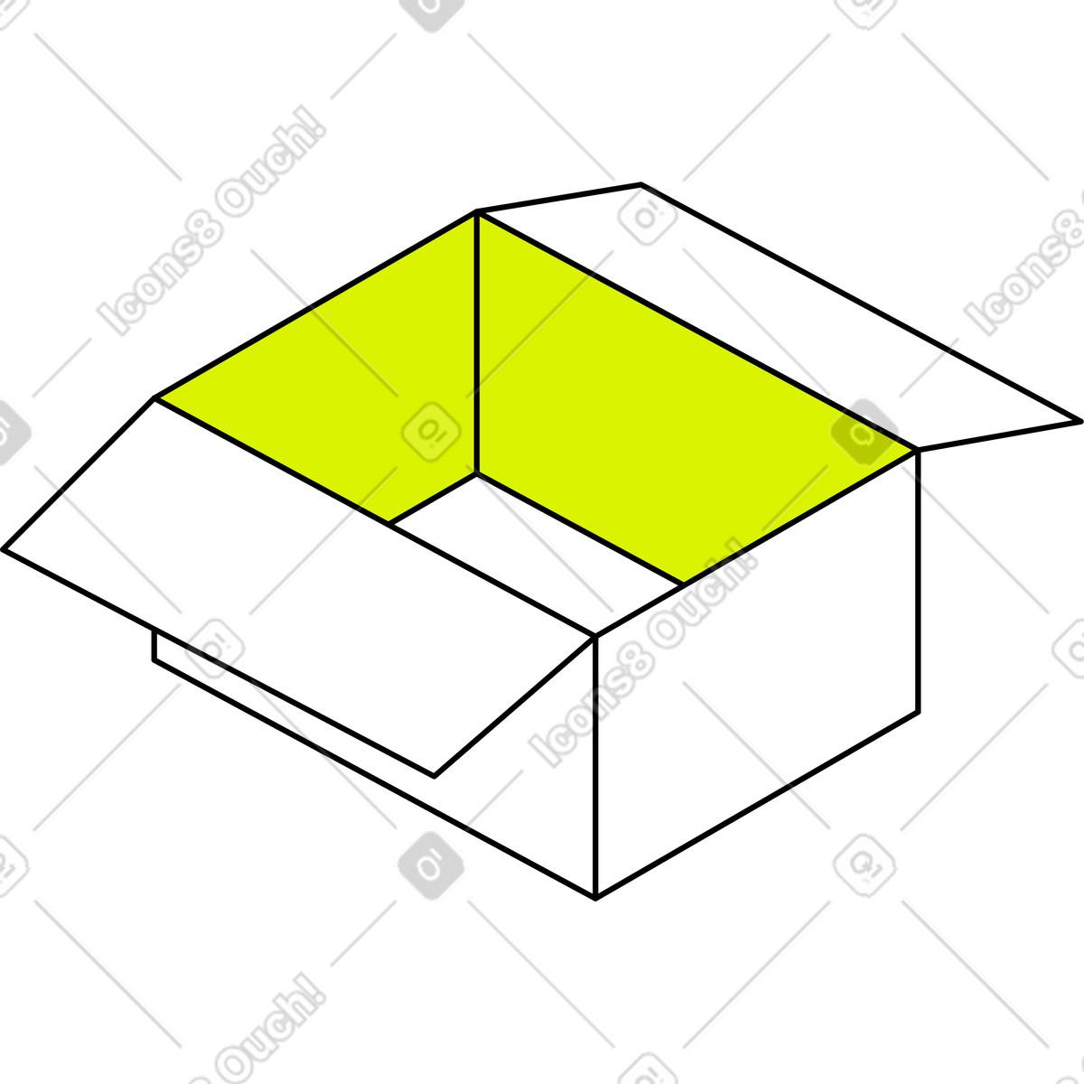 Offene box-Illustration im Isometric-Stil als Download in PNG, SVG