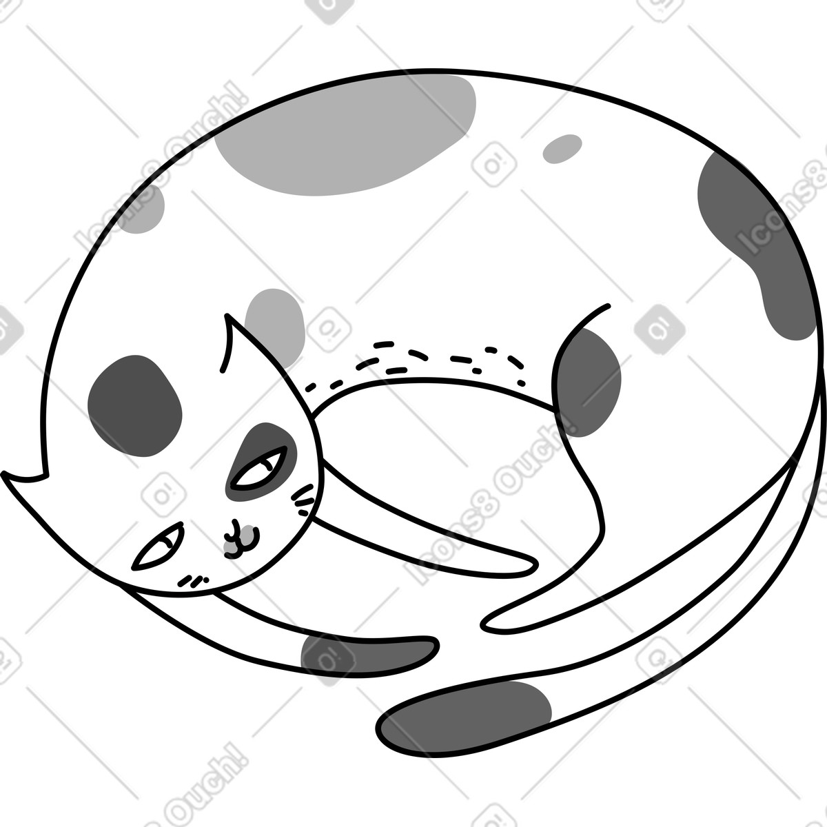 Schlafende katze-Illustration im Purr-Stil als Download in PNG, SVG