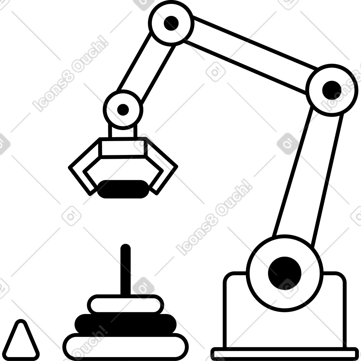 Illustration Robotic arm with pyramid dans le style Transistor à télécharger aux formats PNG, SVG
