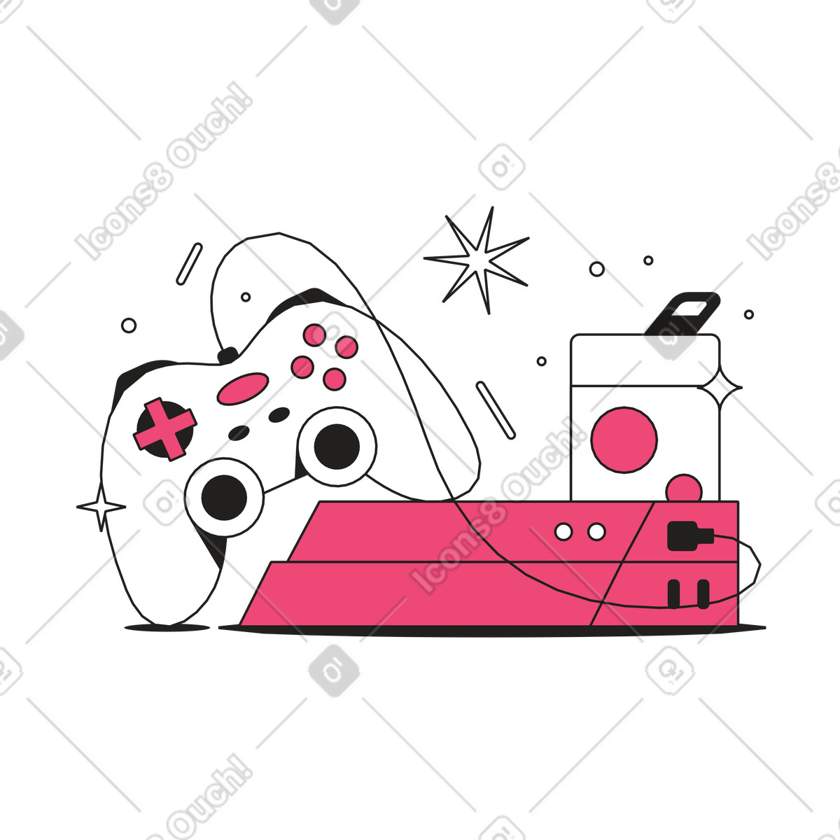 Illustration Console de jeu pour jeux vidéo dans le style Dazzle Line à télécharger aux formats PNG, SVG