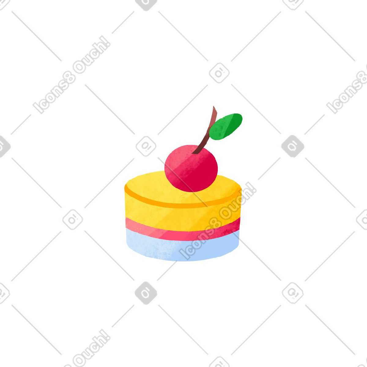Layered jelly dessert with cherries illustration in Bonbon style download in PNG, SVG