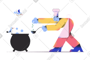 Chef cooking soup and seasoning it PNG, SVG