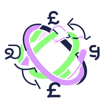 An illustration depicting a symbolic representation of free trade with intertwined currency symbols. In the center, there are several currency symbols such as "¥", "$", "€", and "£" artistically woven together. The symbols create a circular form, symbolizing unity and interconnectedness. Surrounding this circular formation, there are arrows pointing in various directions, indicating exchange and movement. Each currency symbol retains its distinct shape, while the overall design conveys the concept of global trade. The background is simple to emphasize the intertwined symbols at the forefront.