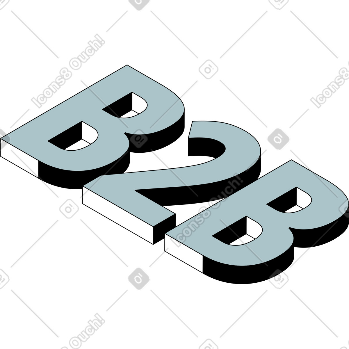Schriftzug b2b-text-Illustration im Isometric-Stil als Download in PNG, SVG