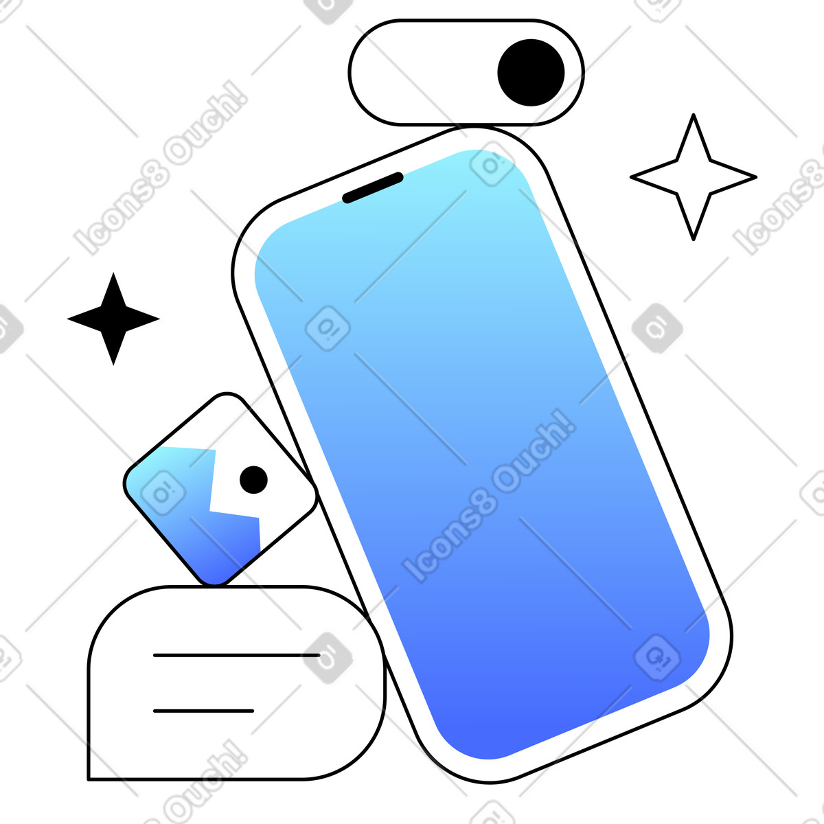 Designing mobile app user interface illustration in PNG, SVG