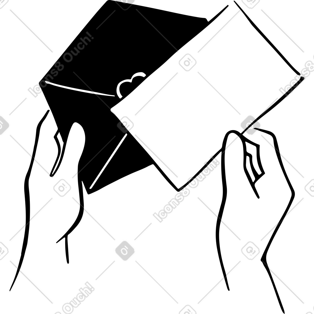 Hands holding a letter illustration clipart showcasing communication in graphic form