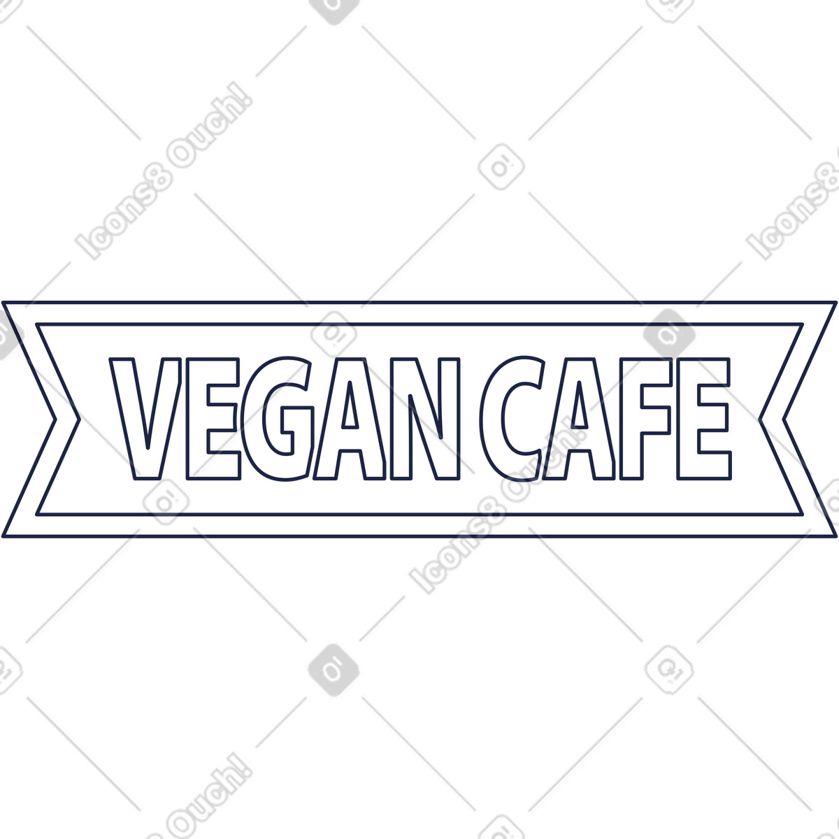 Vegan cafe sign illustration in Urban Line style download in PNG, SVG