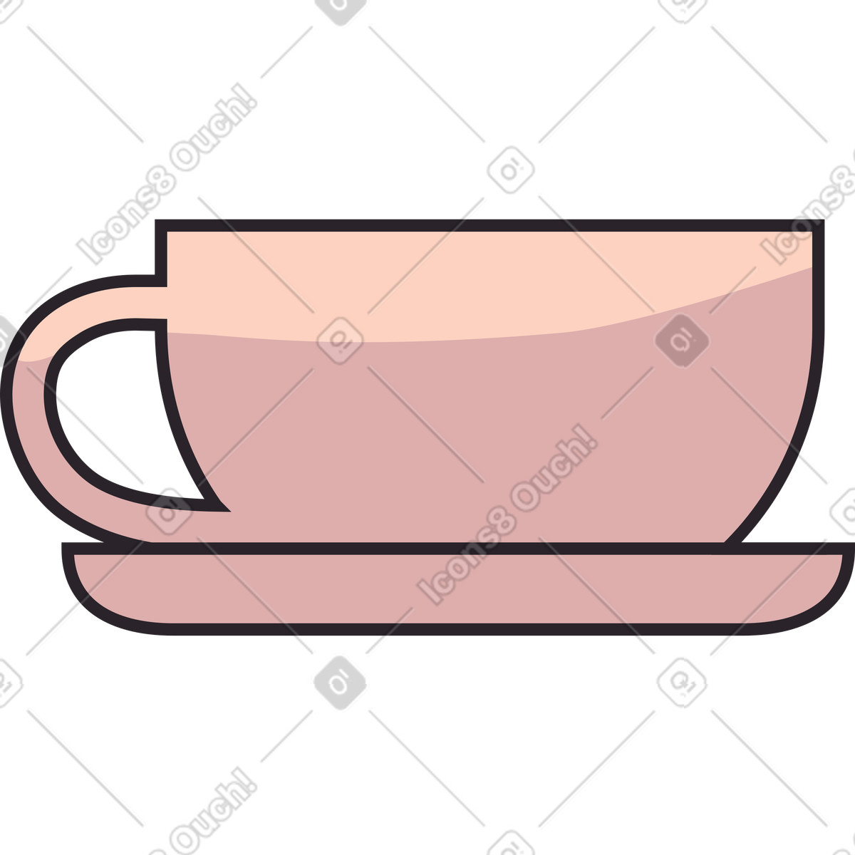 Eastwood スタイルの Pink cup with handle and saucer のイラストをPNG、SVG形式でダウンロード
