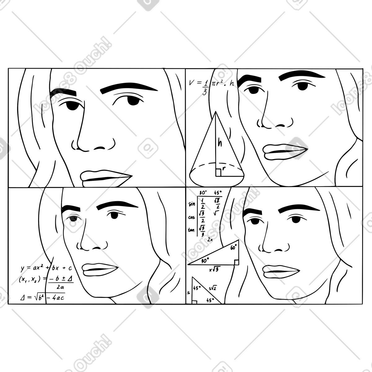 Ilustração de Espere, mulher pensante em no estilo Dudes para baixar em PNG, SVG