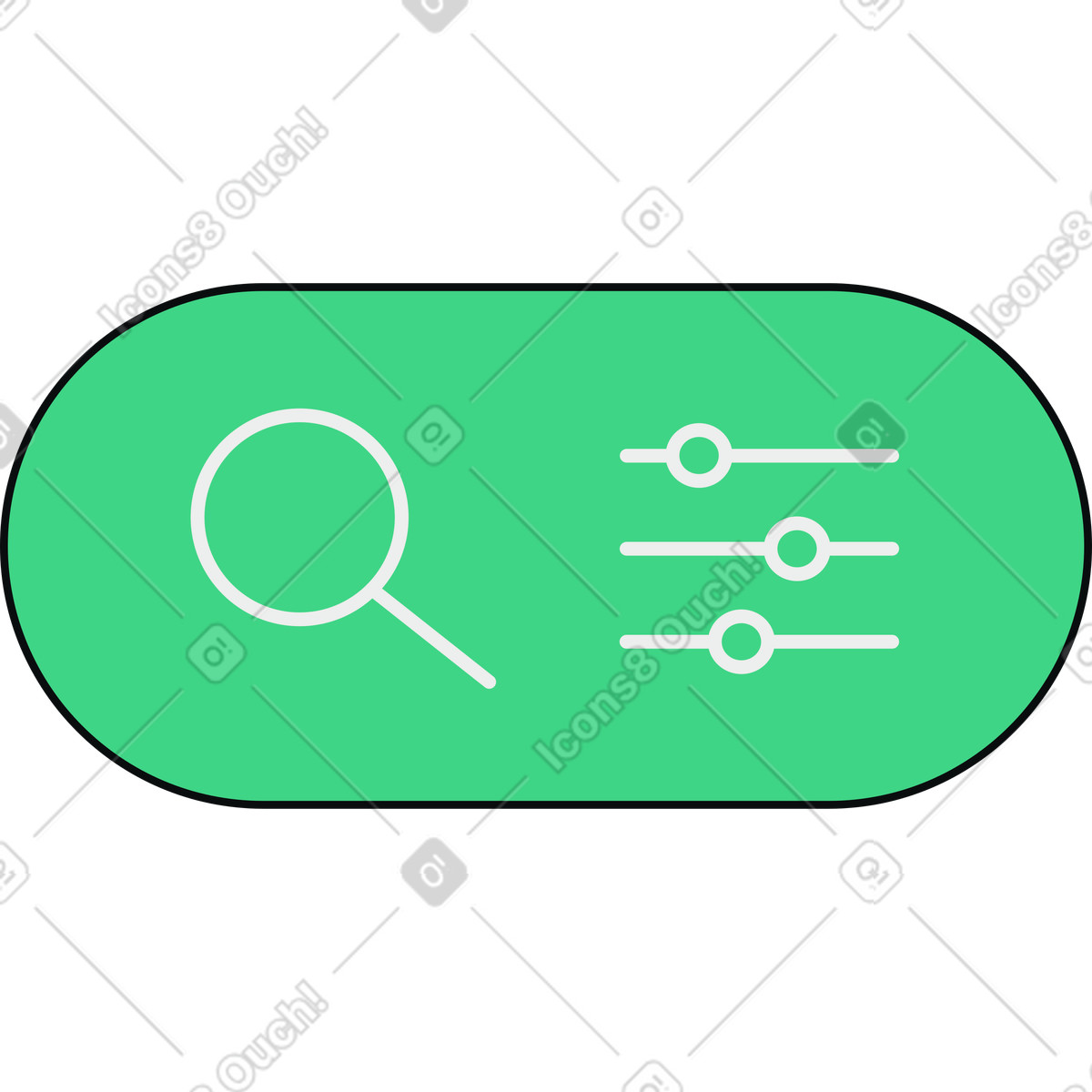 Search and filter button icon illustration in Teko style download in PNG, SVG
