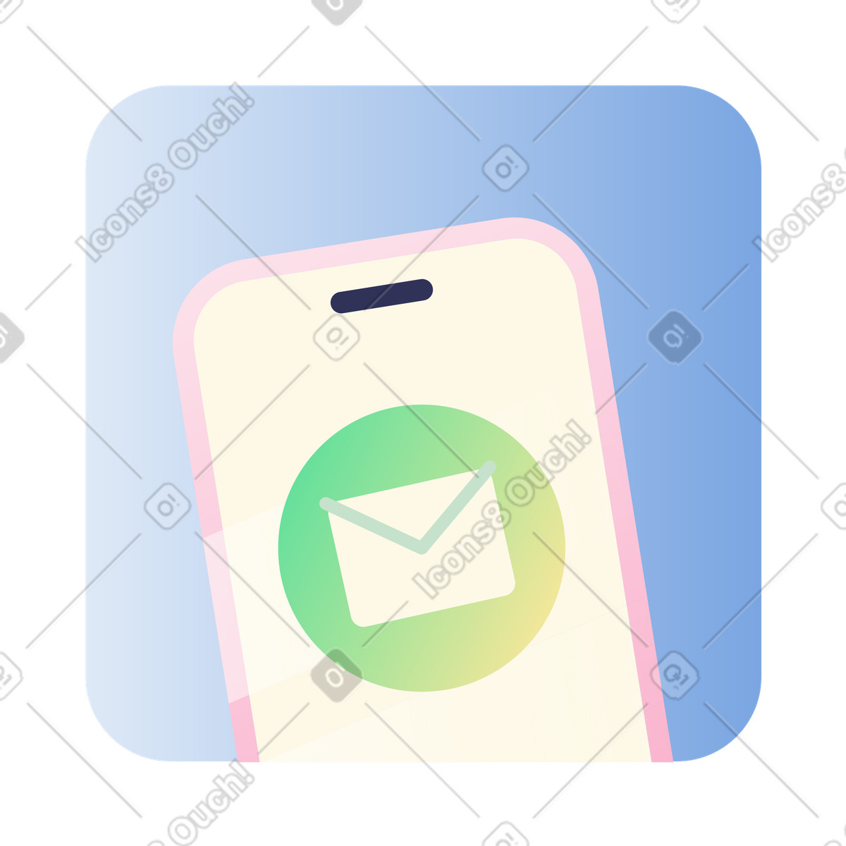 Mail app on smartphone screen illustration in PNG, SVG