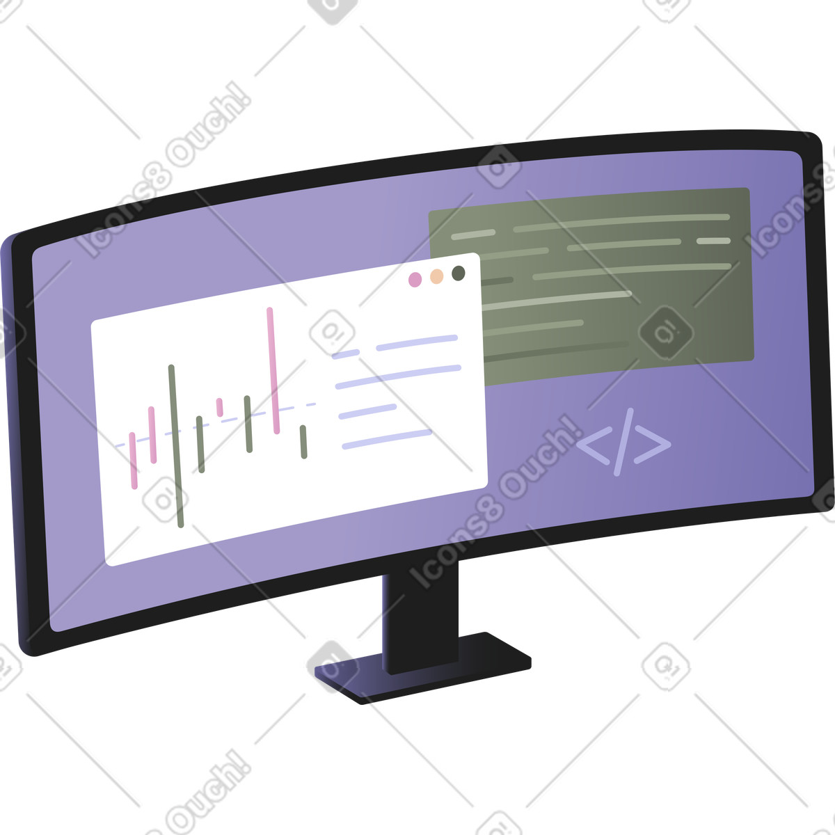 Schermo del computer illustrazione in stile Coworking scarica in PNG, SVG