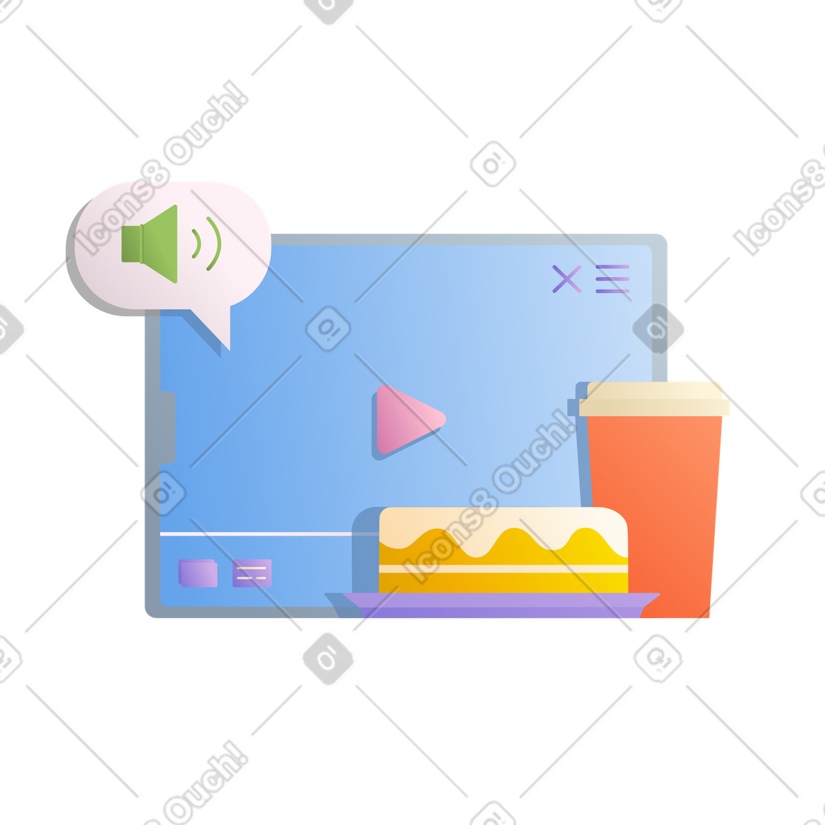 Entspannen sie sich und sehen fernsehsendungen an-Illustration im Silky-Stil als Download in PNG, SVG