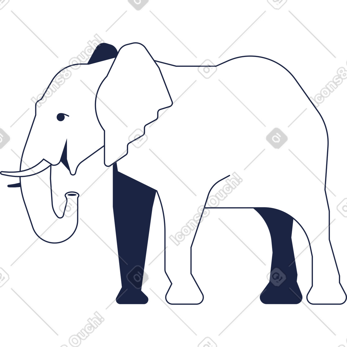 Elefant-Illustration im Urban Line-Stil als Download in PNG, SVG