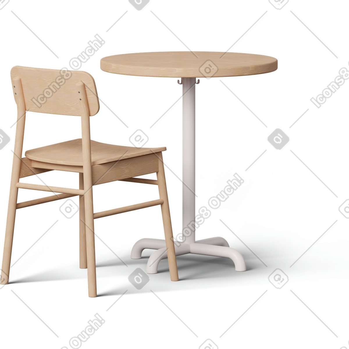 Illustration Table basse et chaise dans le style 3D Hygge à télécharger aux formats PNG, SVG