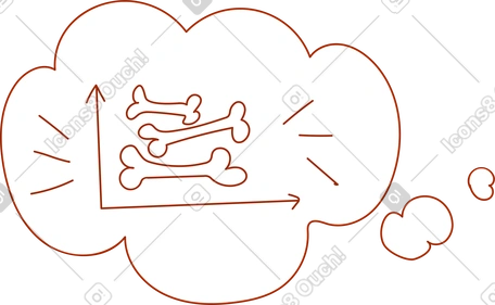 Graph with bones illustration in PNG, SVG