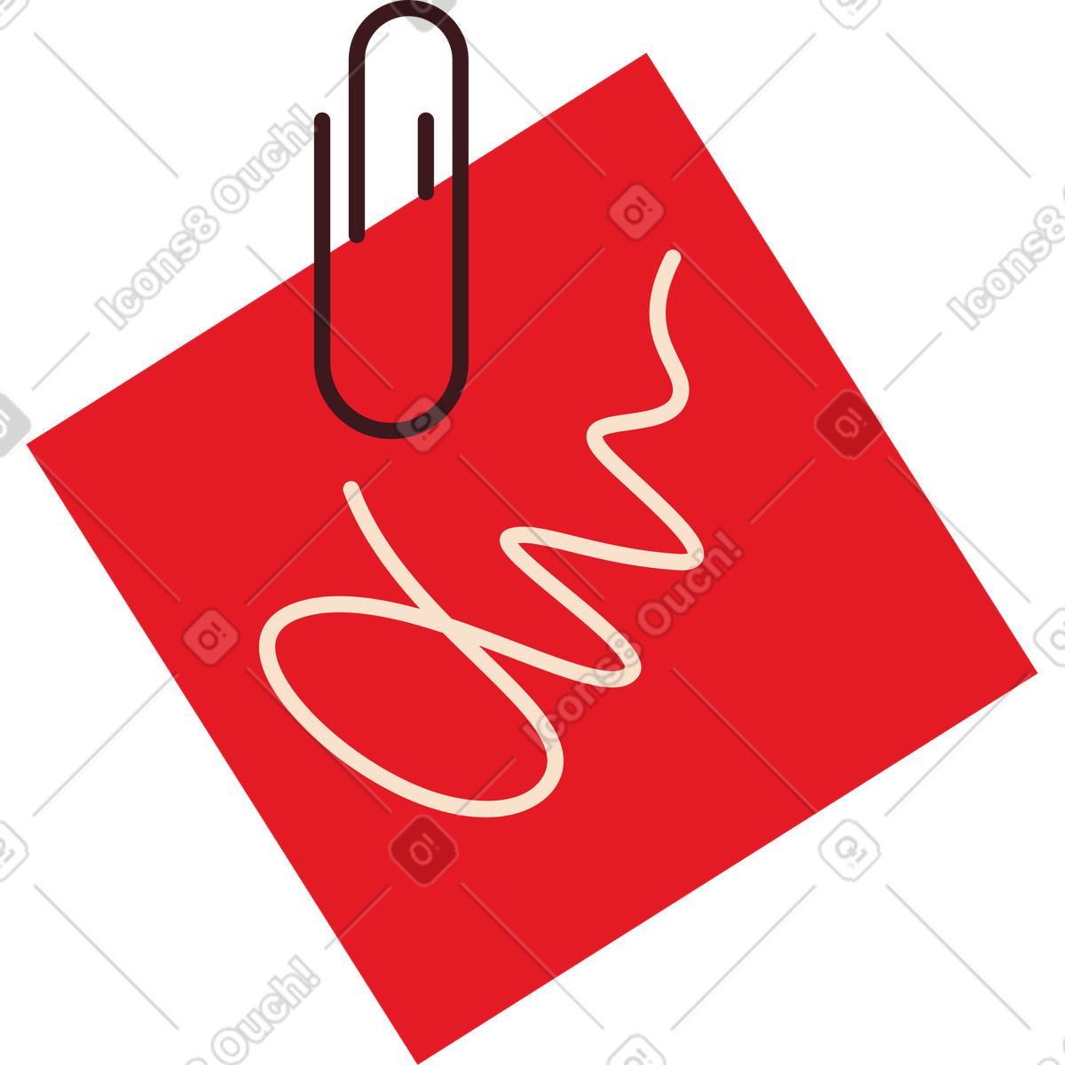 Aufkleber mit text und büroklammer-Illustration im Folks-Stil als Download in PNG, SVG