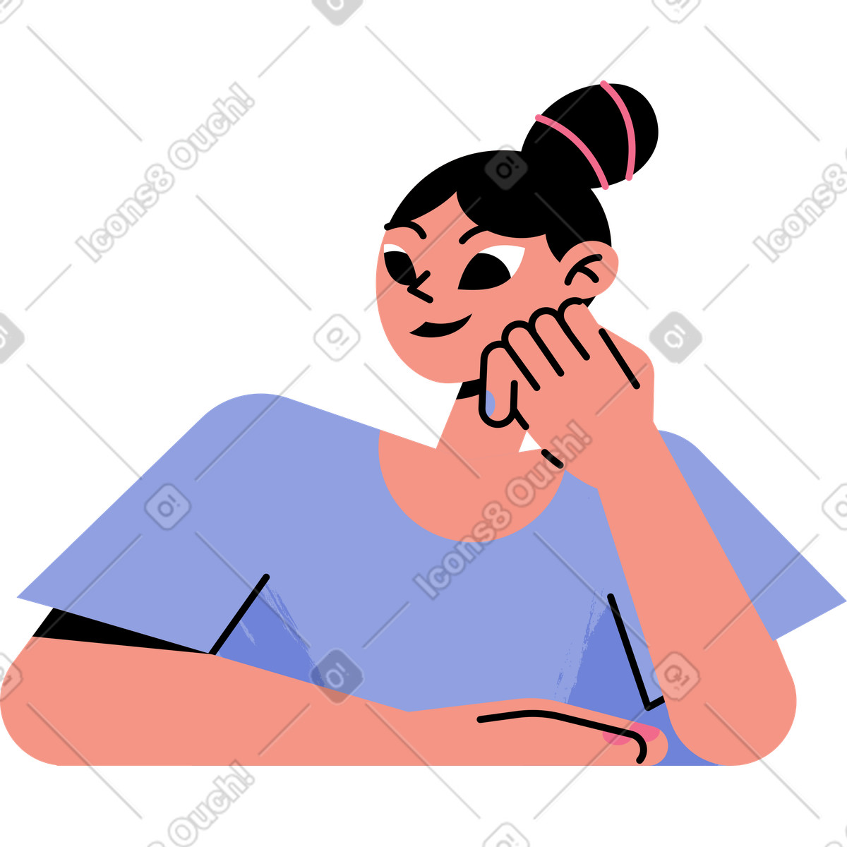 Girl in a blue t-shirt illustration Juicy style download PNG, SVG